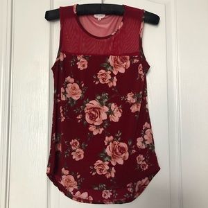 Blu Planet Red Floral Sleeveless Top